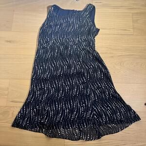 Laura Petites Navy Polka Dot Sleeveless Dress 14P